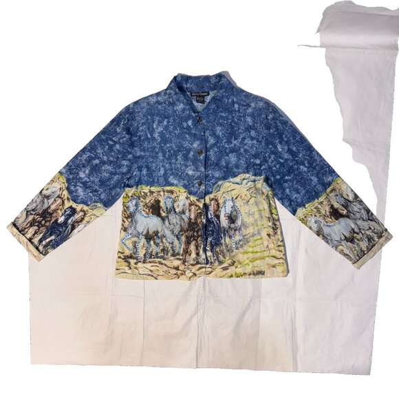 Candy Couture Horse Mustang Steed Bead Embellished Button Front Jacket - Large - Picture 2 of 8